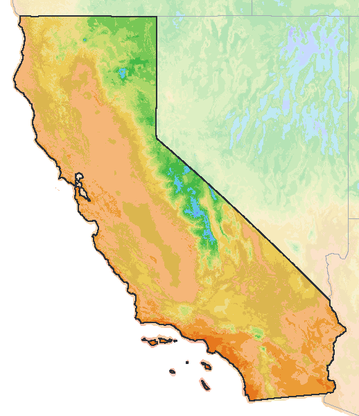 Map of the 2023 plant hardiness zones across California, from zone 5a to zone 11a, with the state’s border drawn.