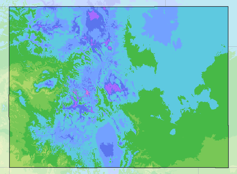Map of the 2023 plant hardiness zones across Colorado, from zone 3b to zone 7a, with the state’s border drawn.