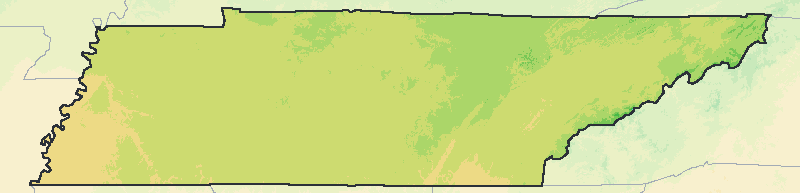 Map of the 2023 plant hardiness zones across Tennessee, from zone 6a to zone 8a, with the state’s border drawn.
