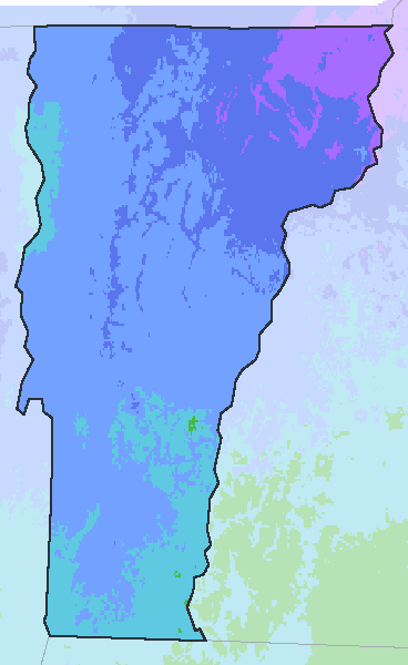Map of the 2023 plant hardiness zones across Vermont, from zone 4a to zone 6a, with the state’s border drawn.