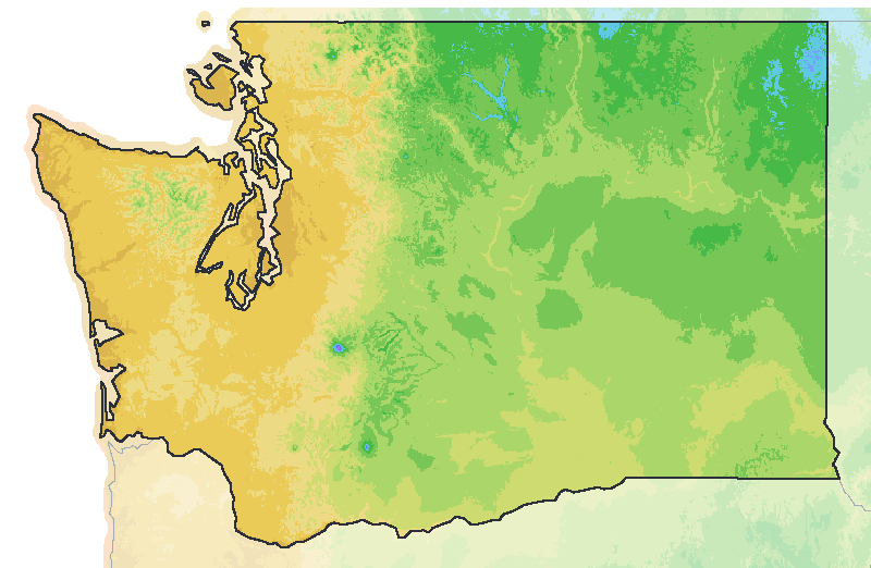 Map of the 2023 plant hardiness zones across Washington, from zone 5a to zone 9b, with the state’s border drawn.